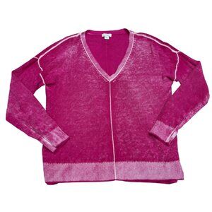 Sundance Samantha Women's Pink Lightweight V-Neck Cotton LS Sweater, Size PS